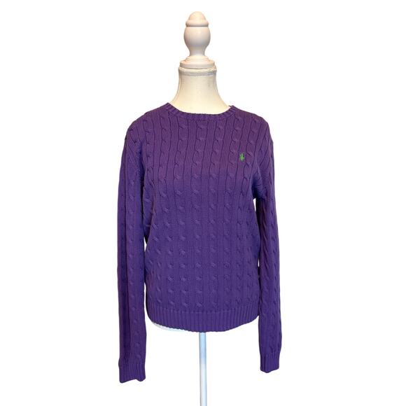Ralph Lauren | Purple/Green Cable Knit Long Sleeve Sweater | XL - Picture 1 of 11